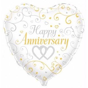 Happy Anniversary Linked Hearts Balloon